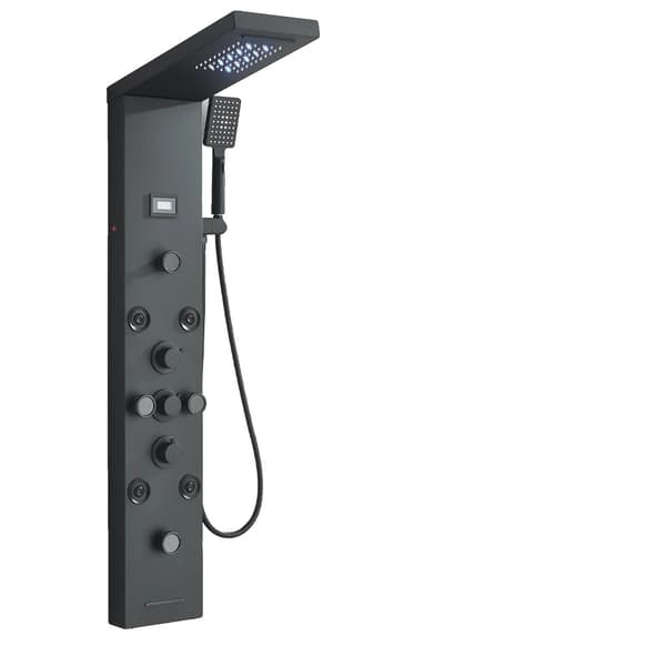 Brusesystem, LED-lys, massagebruser, 8049 Mat Sort