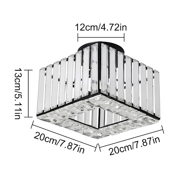 Moderne Krystal Loftlampe, Rustfrit Stål, Overflademonteret, E27 LED,Model C-Black, Ingen pærer Model C-Black