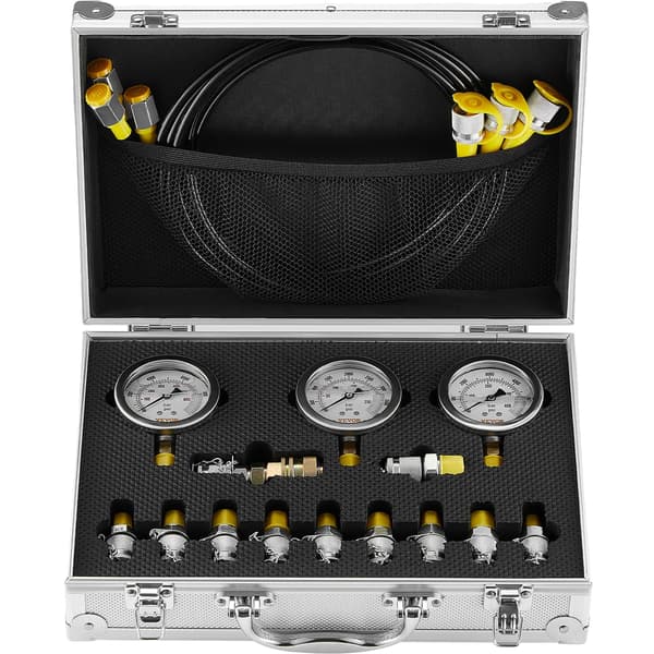 Hydrauliskt Trycktestkit, Hållbart Rostfritt Stål, Mångsidiga Mätningar, Svart
