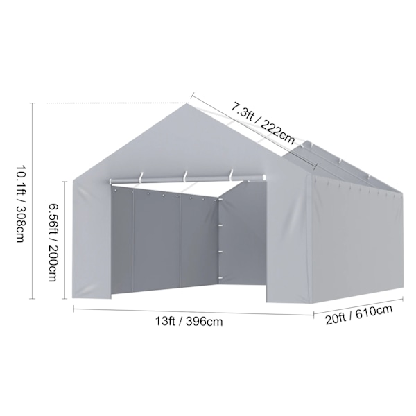 Bilport, Kanopyöverdrag, Hållbart & Väderbeständigt, Enkel Installation,13-20 fot Gary 13-20 ft Gary 13-20 ft Gary