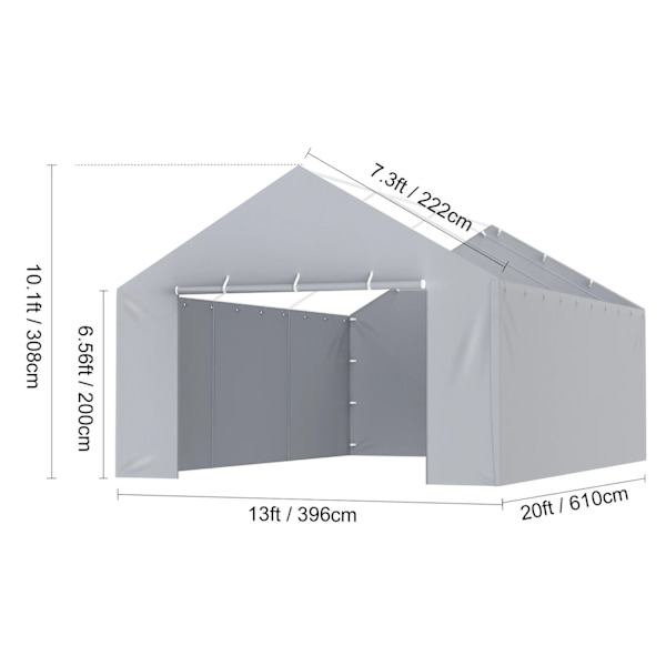 Carport Overdækning, Holdbar og Vejrresistent, Nem Installation,13-20 fod Gary 13-20 ft Gary 13-20 ft Gary