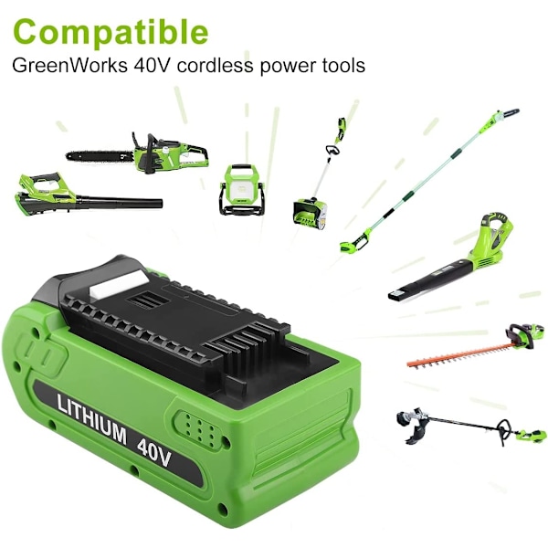 Greenworks 40V Batteri, 6000mAh, Li-ion Batteri 1 pack