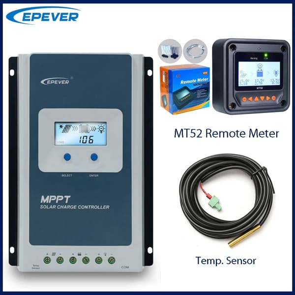 Solcellelader, MPPT-teknologi, Flere batterikompatibilitet, med MT52 sensor, 30A