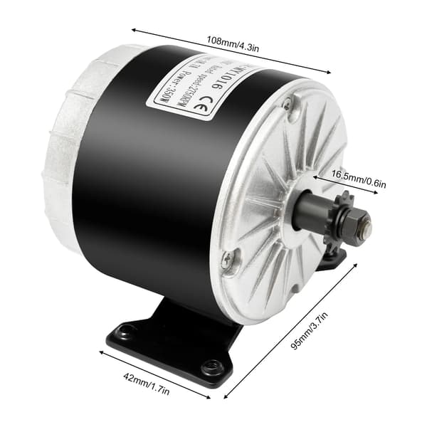 24V DC Børstet Motor, 350W Effekt, 2750 RPM Hastighed, sort