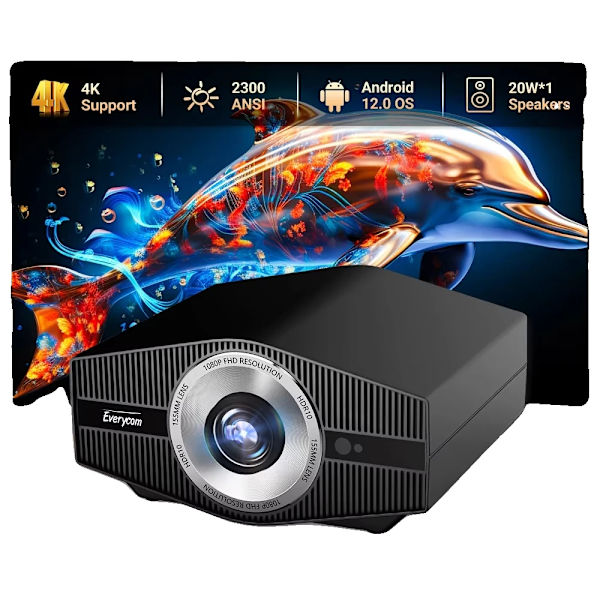 Projektor, HD-opløsning, Bluetooth-forbindelse, Everycom YG710W, EU stik
