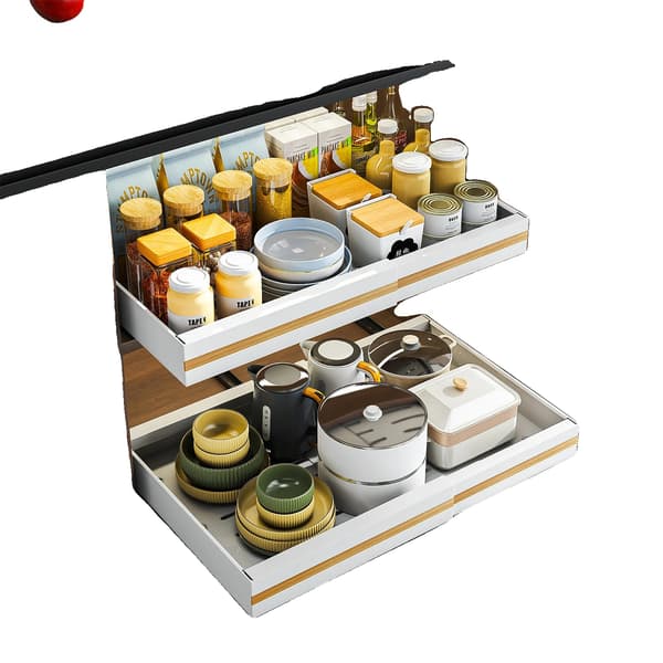 Skab Organizer, Justerbart Design, Kraftig Opbevaring, hvid-2stk