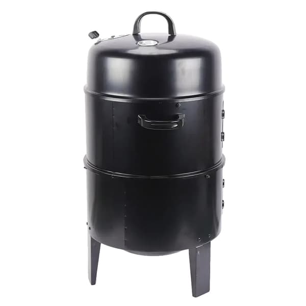 Köttgrill Rökare, Multifunktionell Matlagning, Bärbar Design, svart