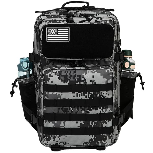 Taktisk rygsæk, 36-55 liter kapacitet, polyester materiale, blød rygdesign, SortDigital