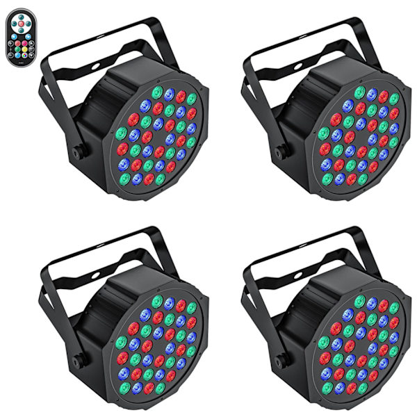 LED Par-ljus 36W, RGB Scenbelysning, DMX-kontroll,4 stycken, EU-kontakt 4PCS 4PCS