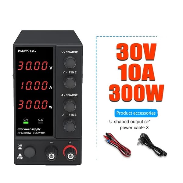 DC-virransyöttö, säädettävä jännite ja virta, digitaalinen näyttö, NPS3010W 4digits