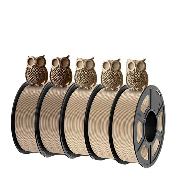 Wood PLA filament, 1,75 mm diameter, 15% ægte træfiber, Træmix-2 5Ruller