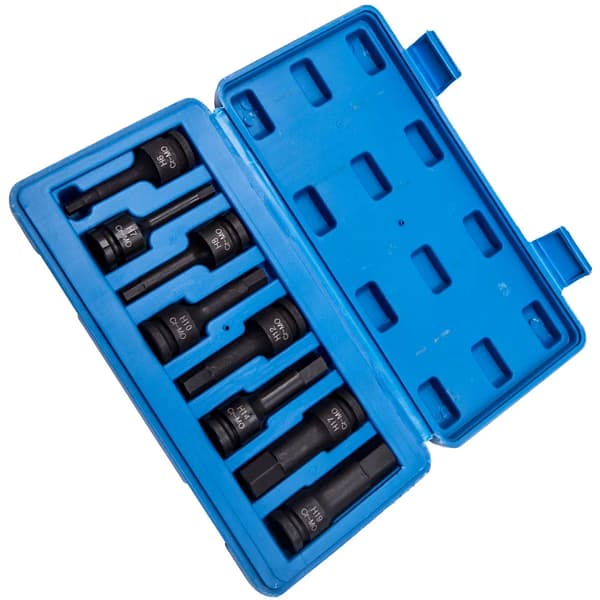 Impact Hex Socket Sæt, 8 Metriske Størrelser, 1/2 Tommes Drive, Holdbart Design