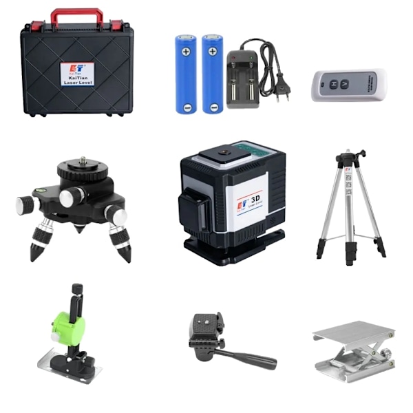 3D Laser Nivå, 12 Linjer, Hög Precision Mätning,Grön Laser Stativ Green Laser Tripod Green Laser Tripod