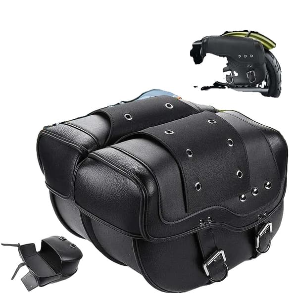 Motorcykel sadelväskor verktygsväskor, hållbart PU-läder, vattentät design, universell passform