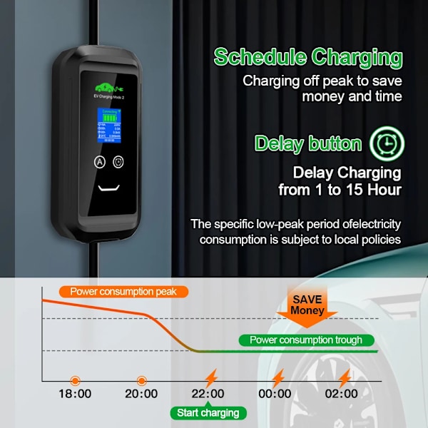 Isigma Bärbar EV-laddare, Smart APP-kontroll, 10M längd,10M 3.6KW APP, TYP2