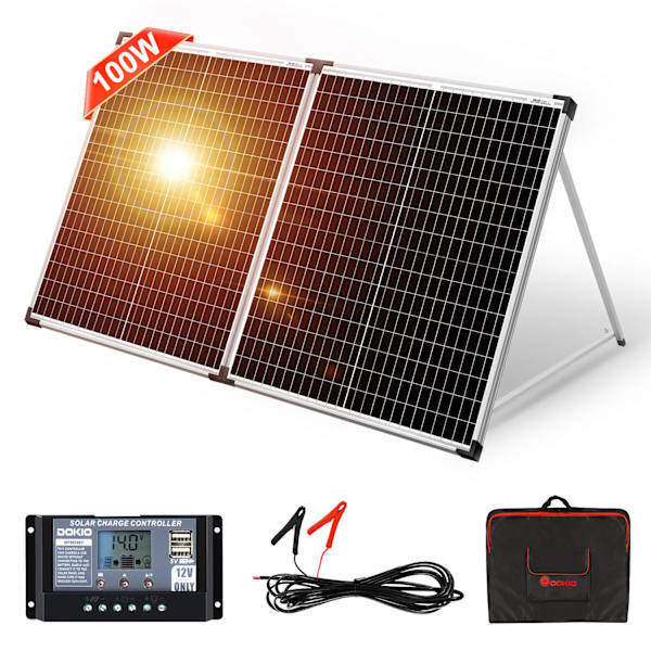 100W Solpanel, Høj Effektivitet 21,8%, Bærbart Foldbart Design, 100w sæt