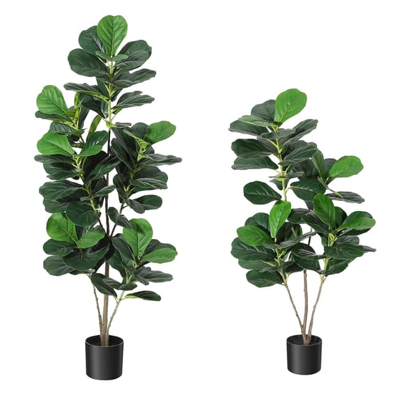 Fiddle Leaf Fig Träd, Hållbart Material, Inomhus- och Utomhusbruk, Grön, 120cm