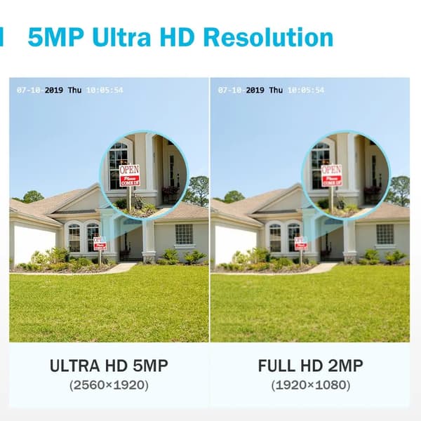 5MP Ultra HD CCTV-kamera, IP67-väderskyddad, 100ft nattsyn