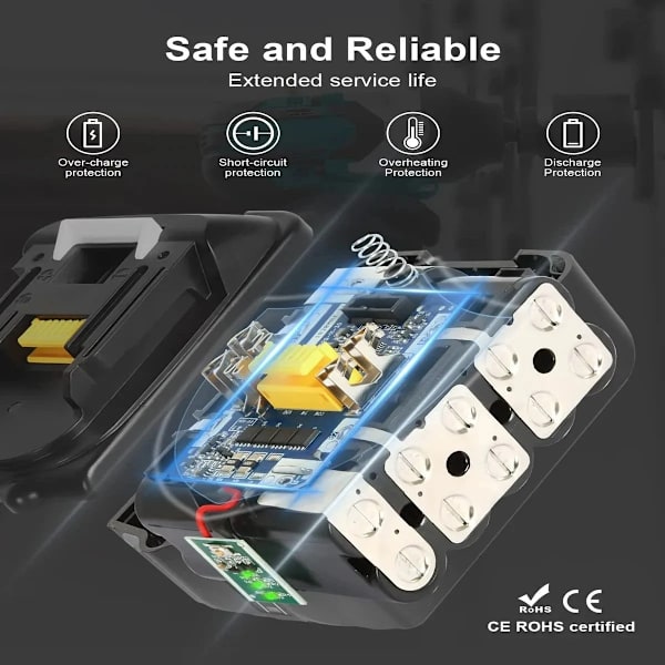 Udskiftningsbatteri til Makita 18V, Li-Ion 6000mAh, Kompatibel med BL1830 BL1840 BL1850B Battery battery