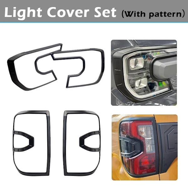 Ford Ranger Raptor Ljusöverdrag Set, Matt Svart, 4 st,Med mönster With pattern With pattern