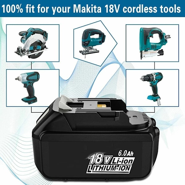 Makita Yhteensopiva LXT Akku, 18V, 6.0Ah Kapasiteetti, Li-ion Teknologia 2 PCS 6.0 2 PCS 6.0