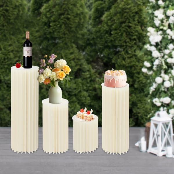 Fällbara Cylindrar Ställ Set, Elegant Vit Design, Hög Lastkapacitet, Mångsidiga Storleksvariationer