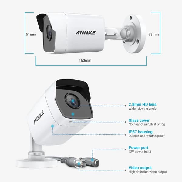 5MP Ultra HD CCTV-kamera, IP67-väderskyddad, 100ft nattsyn