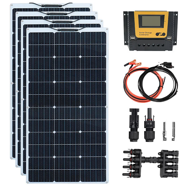 Flexibel solpanel, hög modulverkningsgrad 24%, lättviktsdesign,12V 400W solarkit