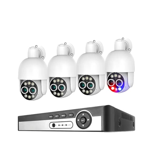 Säkerhetssystem, 8MP upplösning, dubbelobjektivdesign, 8CH NVR 4st Kameror, 1T