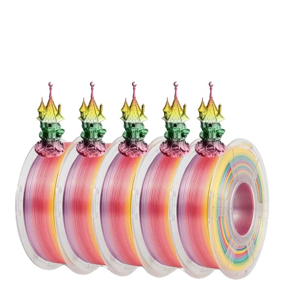 3D Filament, Dual og Triple Farve, Til FDM Printere, SILK Regnbue 01