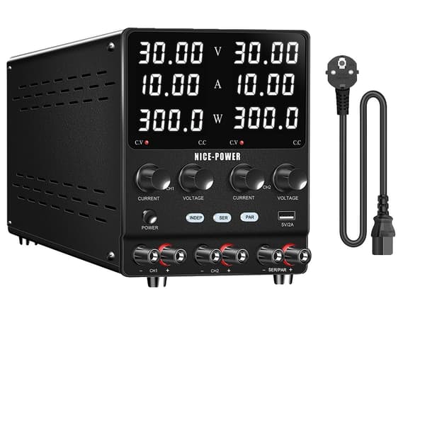 Lab Strømforsyning, Dobbelt Kanal, Flere Udgivelsesmodes, 30V 10A, 220V