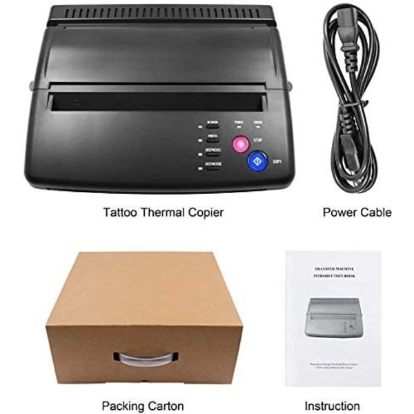Tatoveringsskabelonprinter, termisk udskrivning, med 10 stk. overføringspapir EU Plug