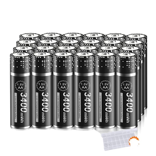 AA Li-Ion Uppladdningsbara Batterier, 3400mWh Hög Kapacitet, CE-certifierade,24 stycken, 1,5V 24 pcs 24 PCS