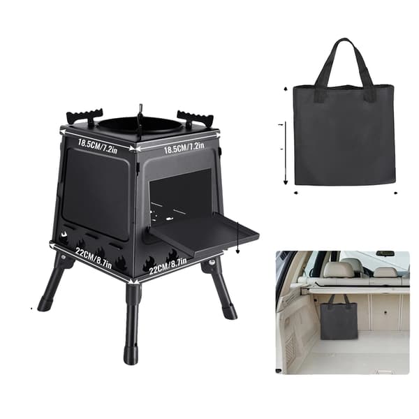 Campingkomfur, Kompakt Design, Justerbare Grydeholdere, sort