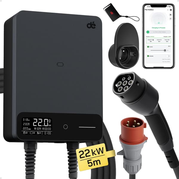 EV-laddstation, Typ 2-kompatibilitet, Smarta kontroller, 22kW 5m Kabel, TYPE2
