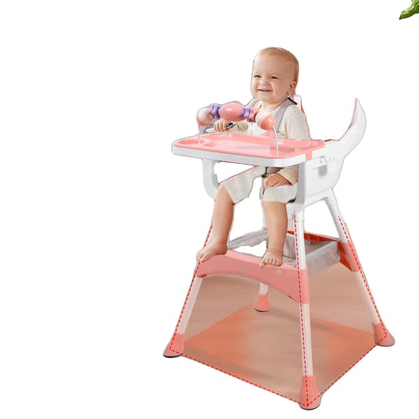 Babystol, Justerbart 5-punkts säkerhetsbälte, Förstärkt stålrörsdesign, Rosa