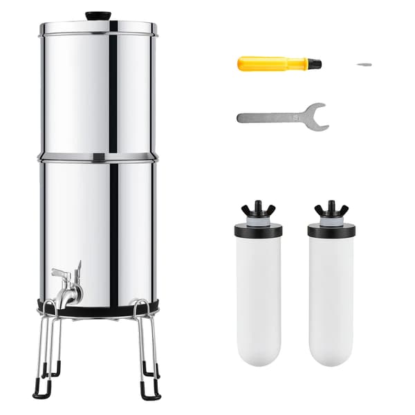 Vattenfiltreringssystem, 2,25 gallons kapacitet, hållbart rostfritt stål, typ 1