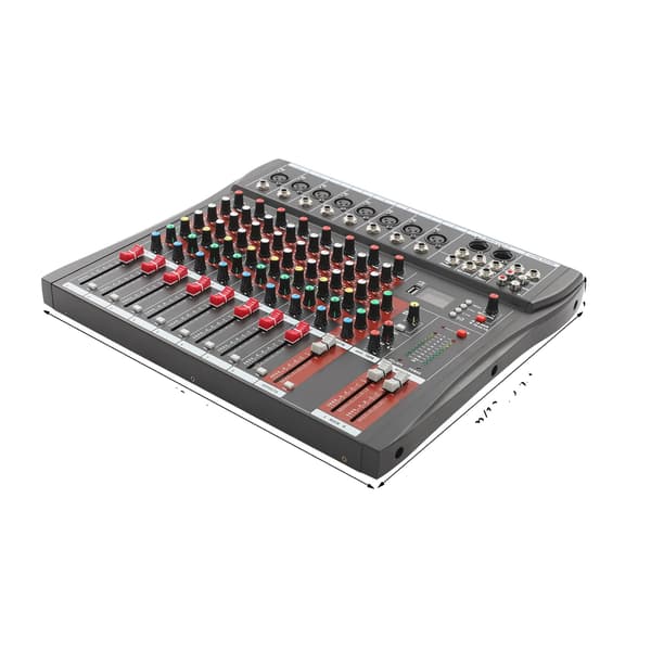 Lydmixer, 8 Kanaler, Professionel Phantom Strøm, sort