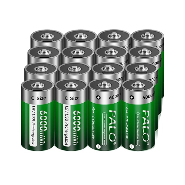 1,5V Genopladeligt Lithium C-størrelse Batteri, USB Opladning, Over 3500mAh Kapacitet,16 stk 16 PCS 16 Pcs