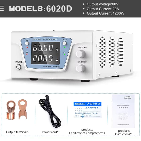 Lab DC-strömförsörjning, 30V 40A, 60V 20A,KPS6020D 60V 20A, 220V
