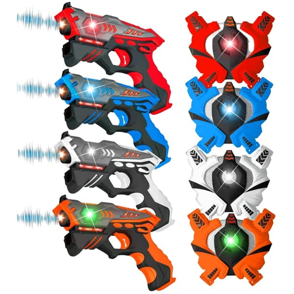 Laser Tag Blaster Set, 4-pack, tålig ABS, blinkande ljus,4 Pack ett set