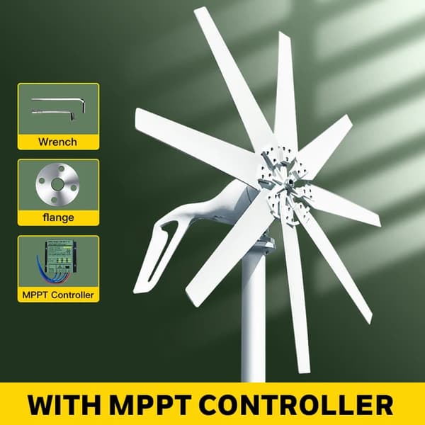Vindmølle, Høj Effektivitet, Lav Vindhastigheds Drift, 24V, Med Mppt-controller, 1000W