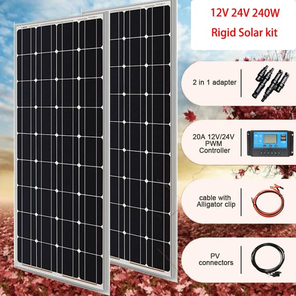 Solpanel, Holdbart Design, Høj Effektivitet, 12V 240W solarkit