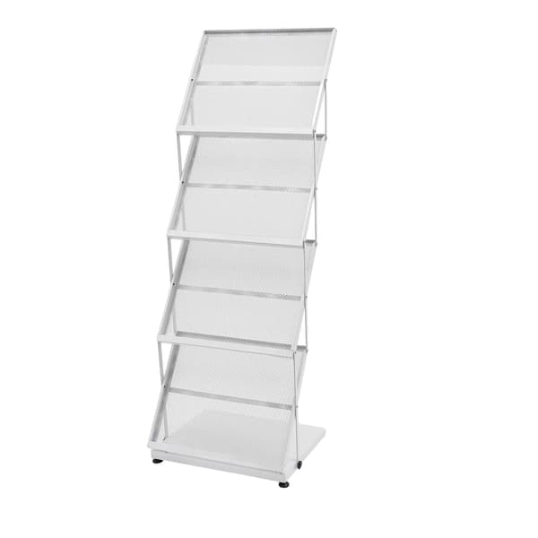 Brochure Display Rack, 4-niveau, Sammenklappelig, Gitterstil Hvid