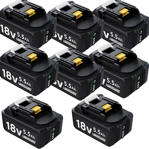 18V Li-ion batteri för Makita verktyg, 5,5Ah kapacitet, LED-indikator,8 stycken 8 pcs 8 pcs
