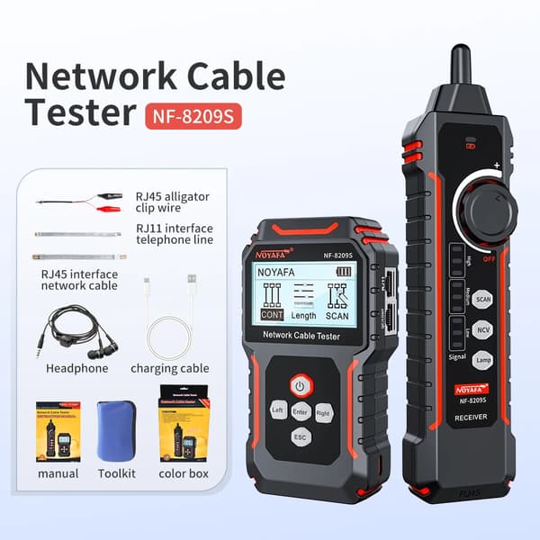 Netværkskabeltester, længdemåling op til 600m, POE-testning, NF-8209S, NaN, NaN, NaN