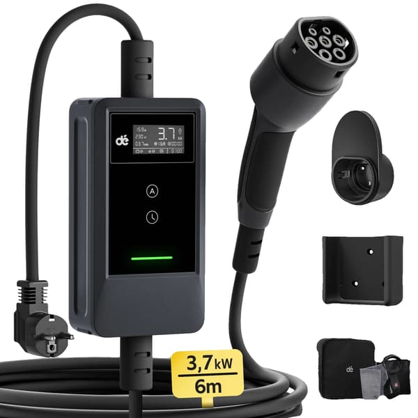 Typ 2 EV-laddare, 3,7 kW effekt, 8 meter kabel längd, 3.7kW 6meter, TYPE2