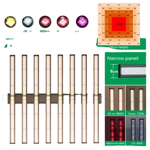 LED Vækstlys, Dæmpbart, Fuldspektrum, 860W, EU