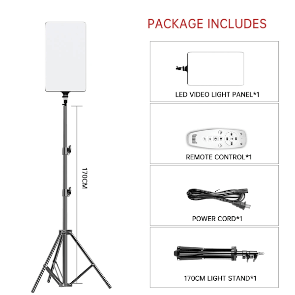 LED Video Valaistus Pakkaus, Säädettävä Kirkkaus, Värilämpötila 3200K-5600K,Uusi 170cm jalusta New 170cm tripod New 170cm tripod