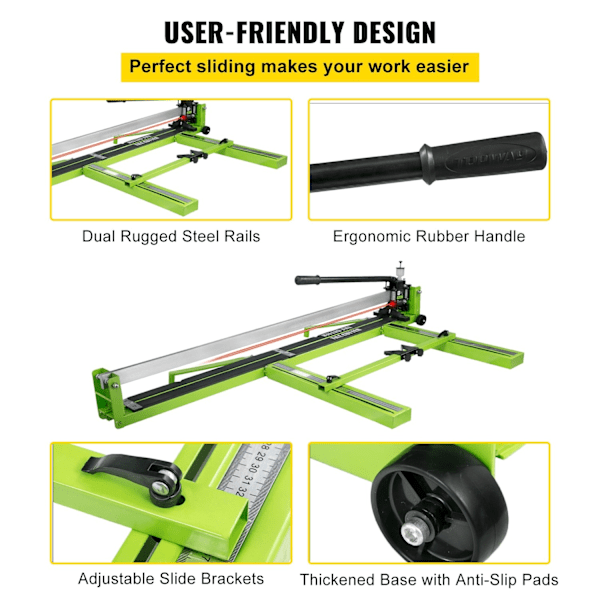 Kakelkapare med laser-infraröd positionering – Robust konstruktion, högkvalitativt kapningshjul och halkfritt handtag 47 inch ( 1200mm )
